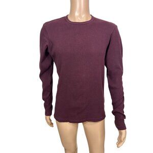 DKNY Men’s Vintage Cotton Sweater Long Sleeve L Maroon Crewneck Ribbed Casual